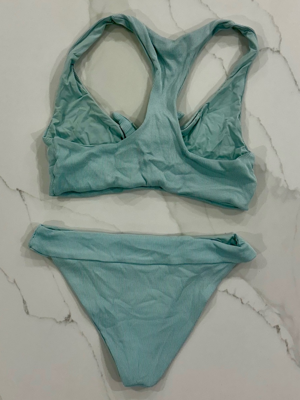 l*space Seafoam Ribbed Knot-Front Racerback Bikini Set - Picture 2 of 3
